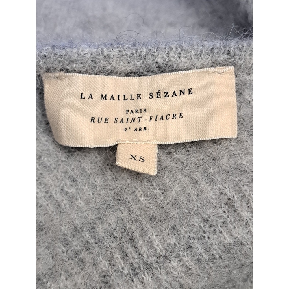Sézane Sweater Cardigan X-Small Gray Mohair Alpaca Pearl Buttons - Picture 6 of 8